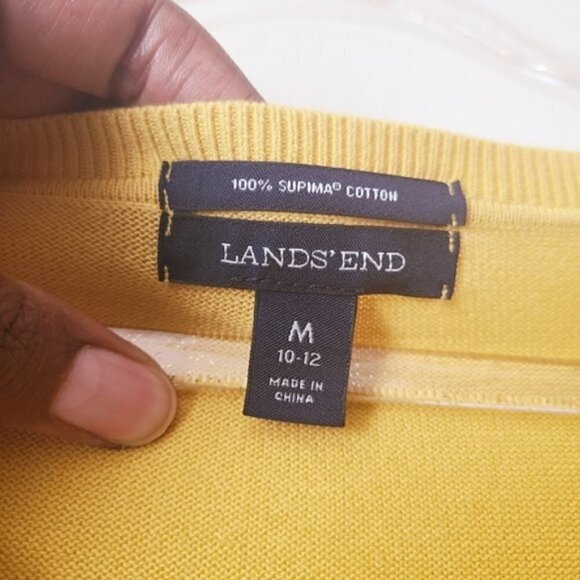 Lands' End | Men's Yellow V-Neck Sweater (Size Medium) - Picture 2 of 8